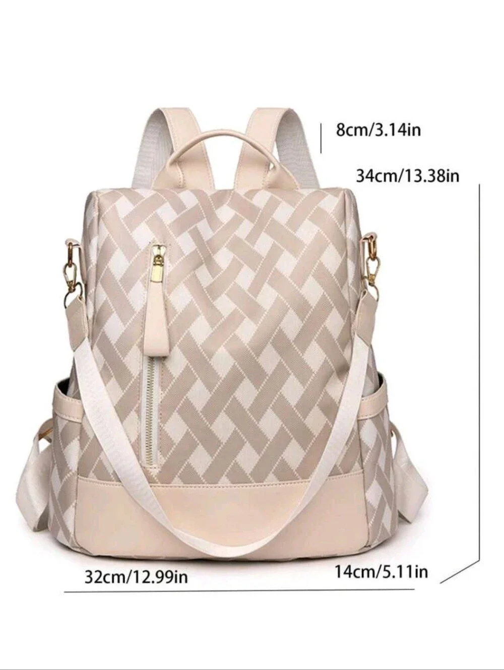 Beige- Lightweight, Portable Fashioable Ladies Travel Backpack With Anti-theft
